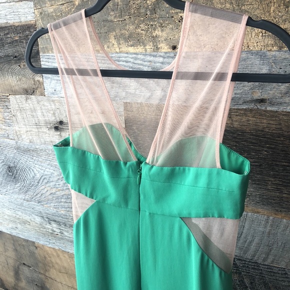 BCBGMaxAzria cutout dress, 0, green + tan mesh - Picture 4 of 4